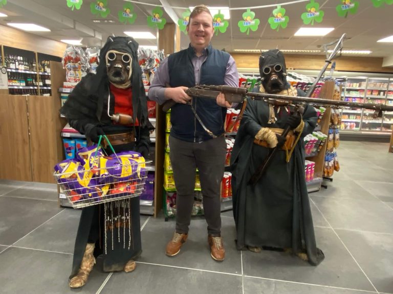 The West Cork Tuskens going Easter Egg shopping to Chris Curtin's Costcutter Shop.