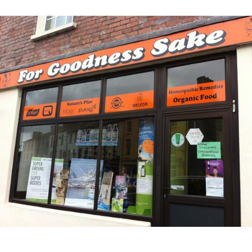 Shop front of For Goodness Sake Health Food shop