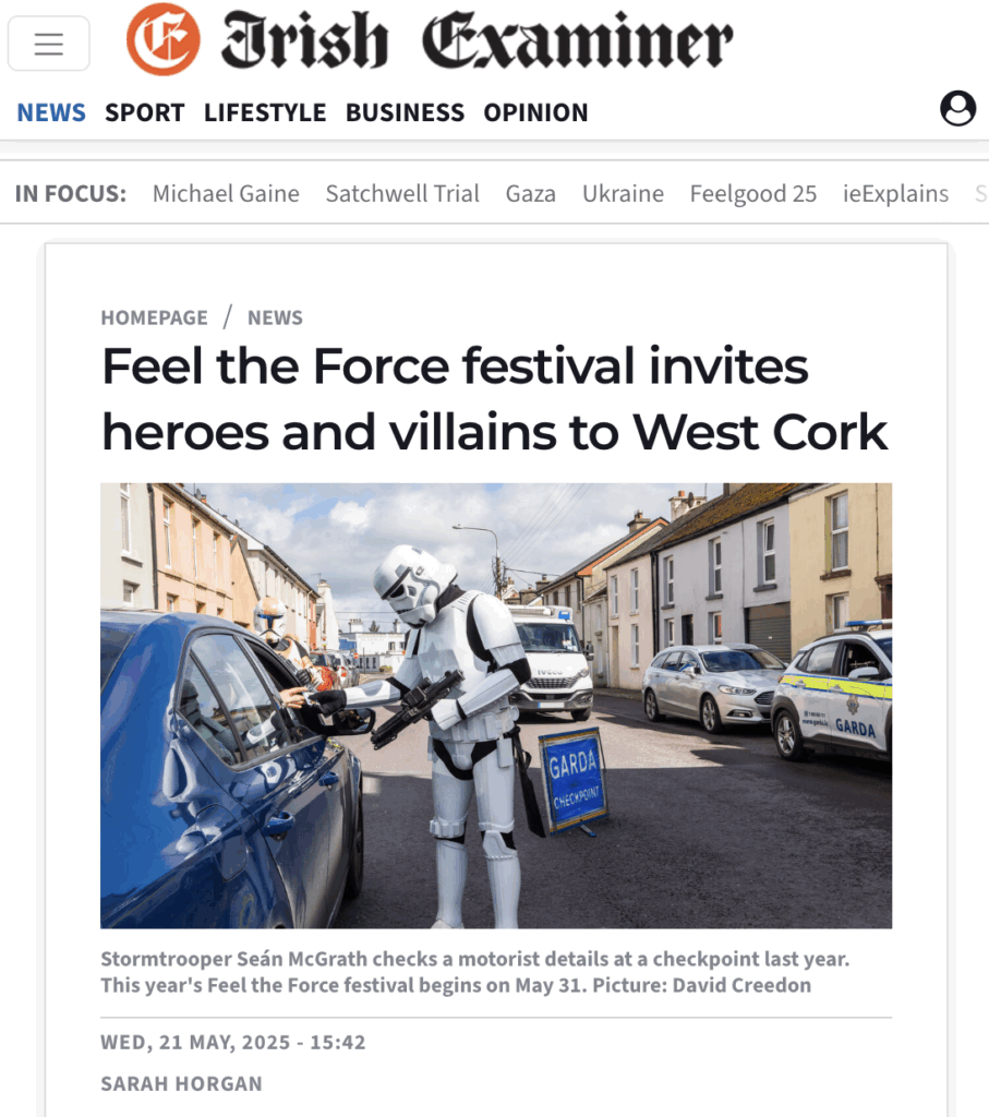 Online Article about Feel the Force in The Irish Examiner on 21.05.2025